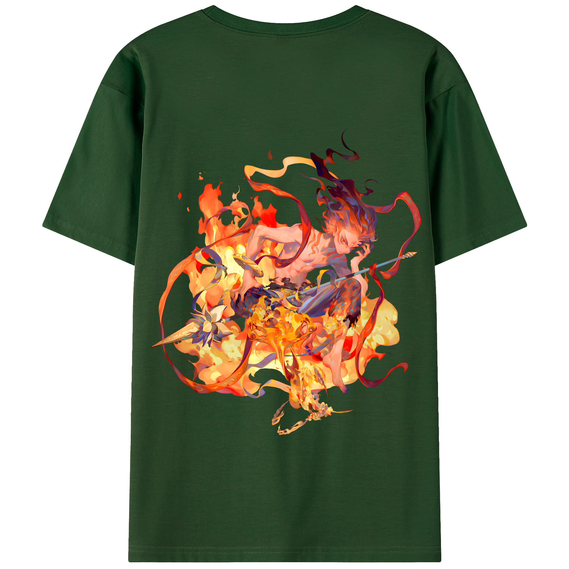（画像用） Ne Zha 2 ナタ 魔童の大暴れ 綿100％半袖Tシャツ（背面プリント）